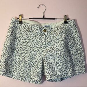 Old Navy white and blue dainty floral cottage-core coastal grandma shorts - 6